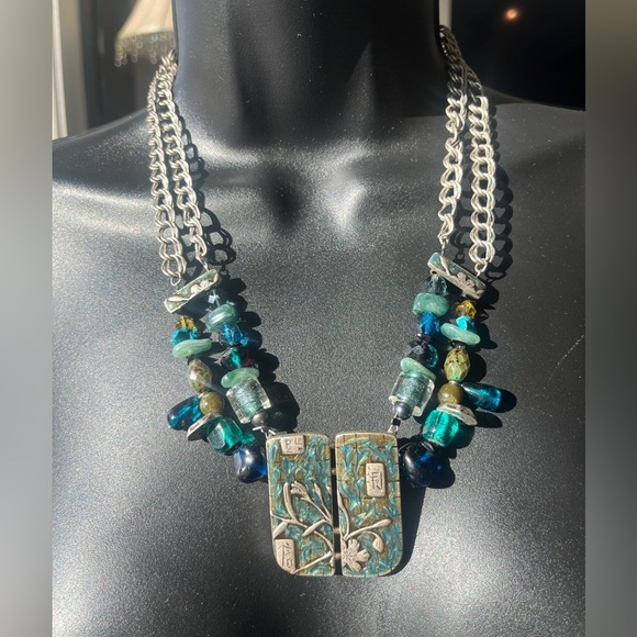 Chico's Jewelry - Chico's Turquoise & Teal Bead Pendant Necklace